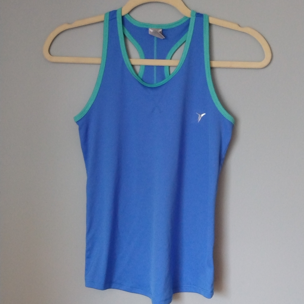 Blue with Green Accent Athletic Top Sleeveless Camisole